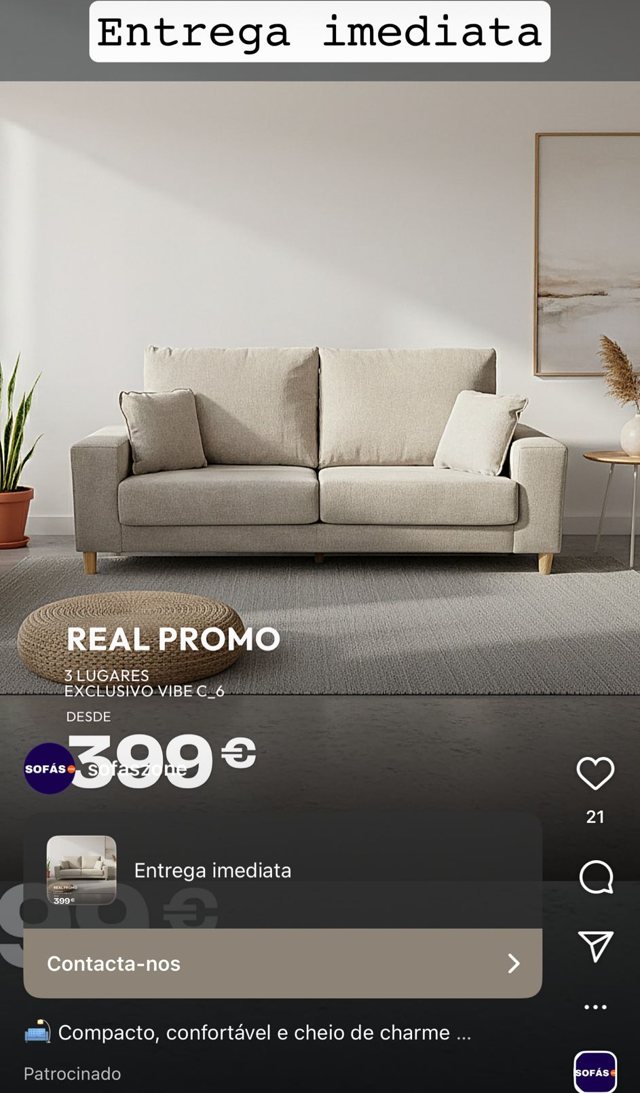 Anúncio patrocinado SofásZone em story