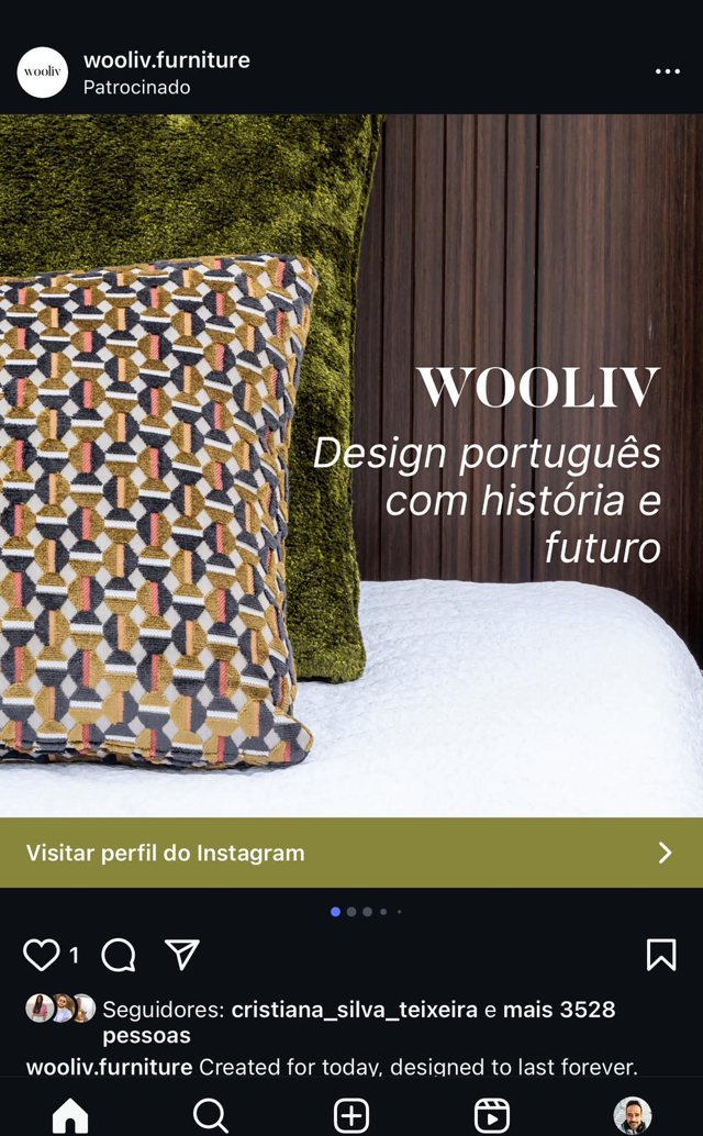Anúncio patrocinado Wooliv no Instagram